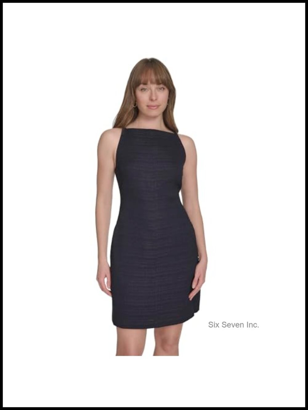 Sleeveless Square Neck Shift Mini Dress Fully Lined Zip Back